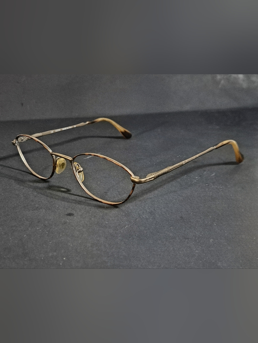 Vintage GUCCI GG 2213 VF3 Eyeglasses Oval Antique Gold Tortoise Unisex